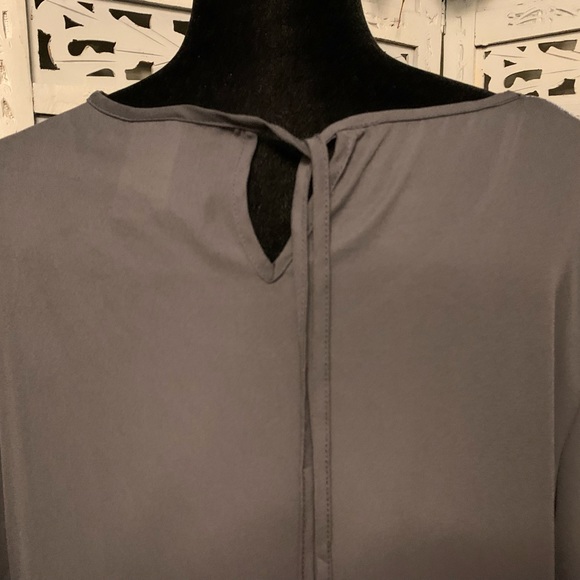 FADED GLORY SUPER NICE SILVER GRAY VELVET & SHEER LIGHTWEIGHT STRETCHY TOP - Picture 6 of 7